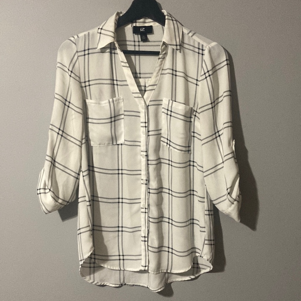 Button down plaid blouse